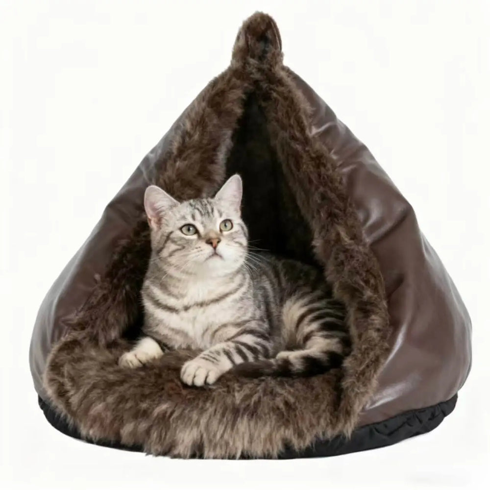 Autumn and Winter soft plush pet bed and pet bed Winter warm and cold plush comforter nest semi-enclosed cat nest.
