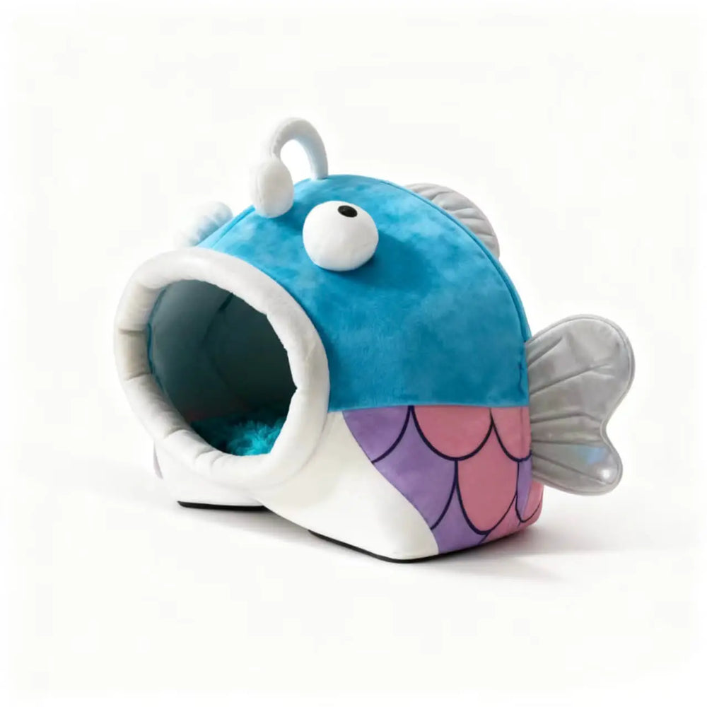 Clownfish-Shaped Cat Bed Warm Pet Basket Cozy Kitten Lounger Cushion Cat House Tent Very Soft Washable Cave Cats Beds.
