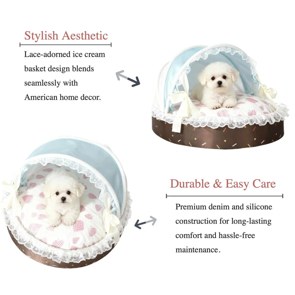 New Season Pet Bed ice cream  Style Washable Dog Cat Basket House Removable Cushion.