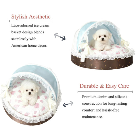 New Season Pet Bed ice cream  Style Washable Dog Cat Basket House Removable Cushion.