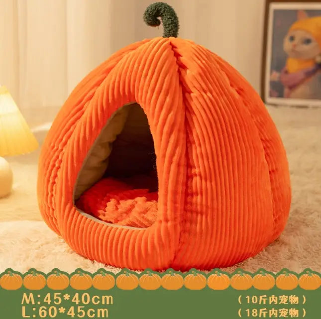 Plush Cat Nest Bed: Cozy Winter Warmth, Enclosed House, Washable Mat
