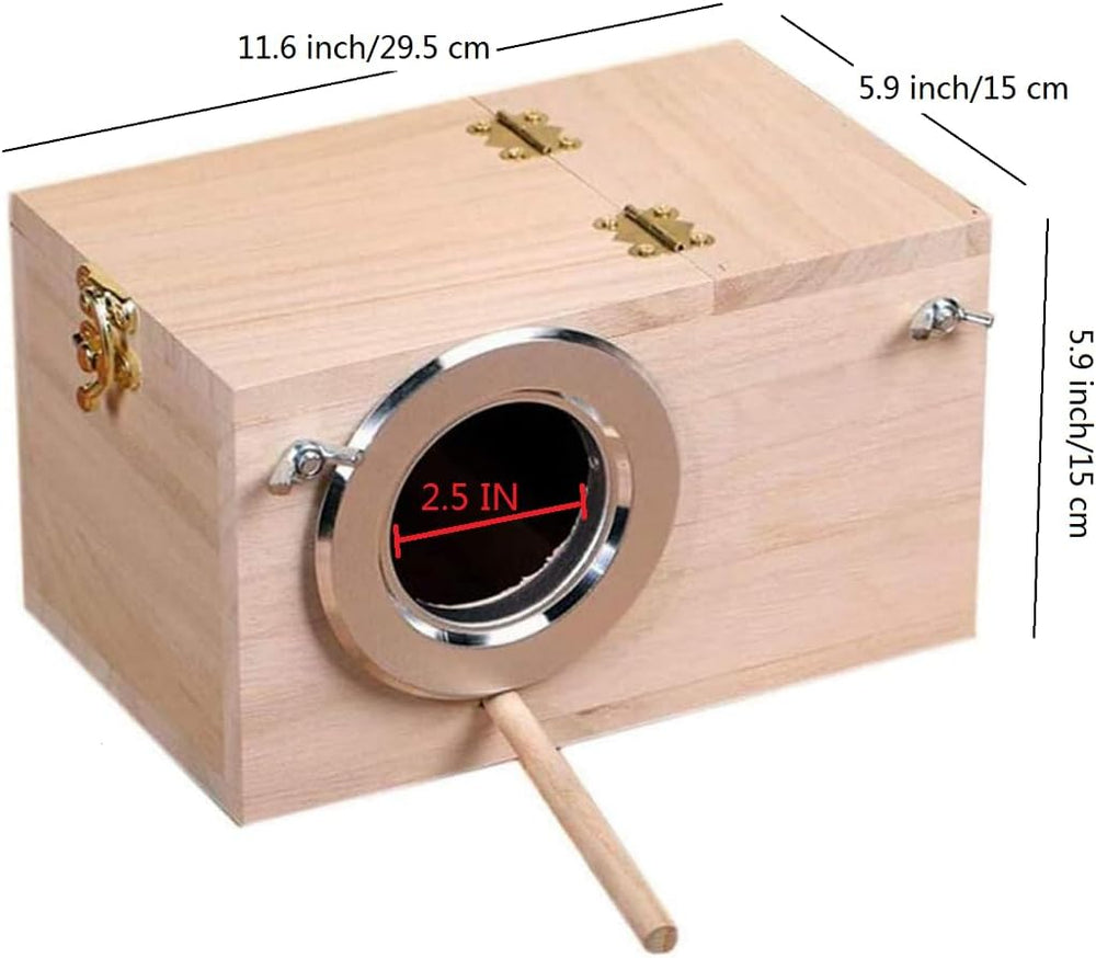 Premium Natural Wood Bird Breeding Nest Box House for Finches Lovebirds Cockatiels Parrots