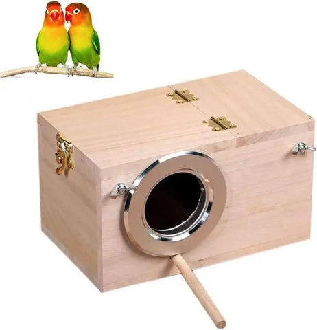 Premium Natural Wood Bird Breeding Nest Box House for Finches Lovebirds Cockatiels Parrots