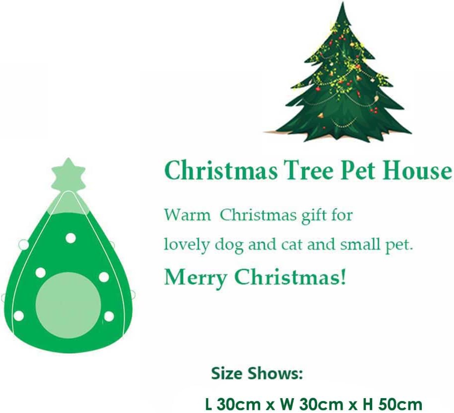 Cozy Christmas Tree Pet Bed Cave for Cats Small Dogs, Festive Igloo House