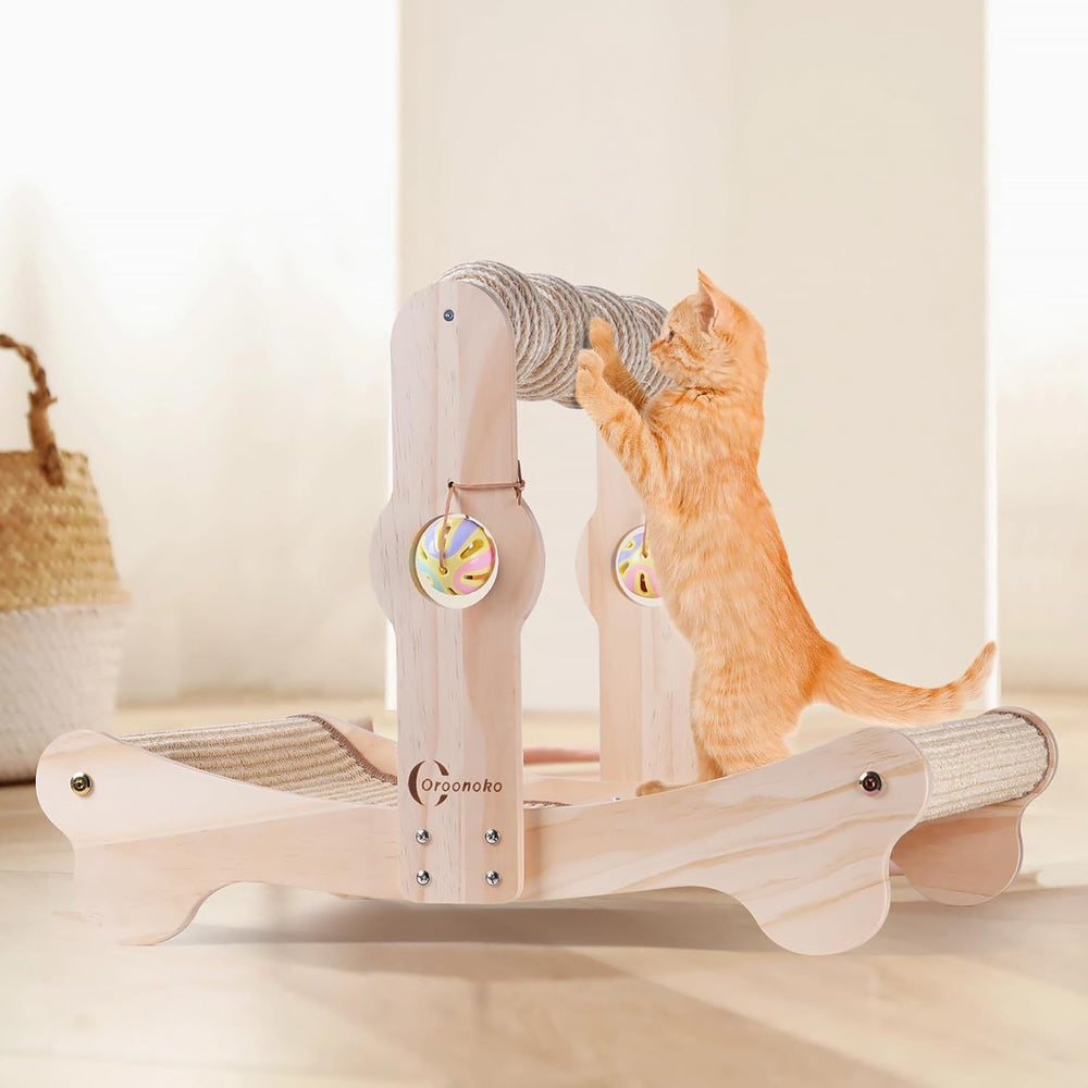 Oroonoko 4-in-1 Large Sisal Cat Scratcher Bed with Toys for Big Cats