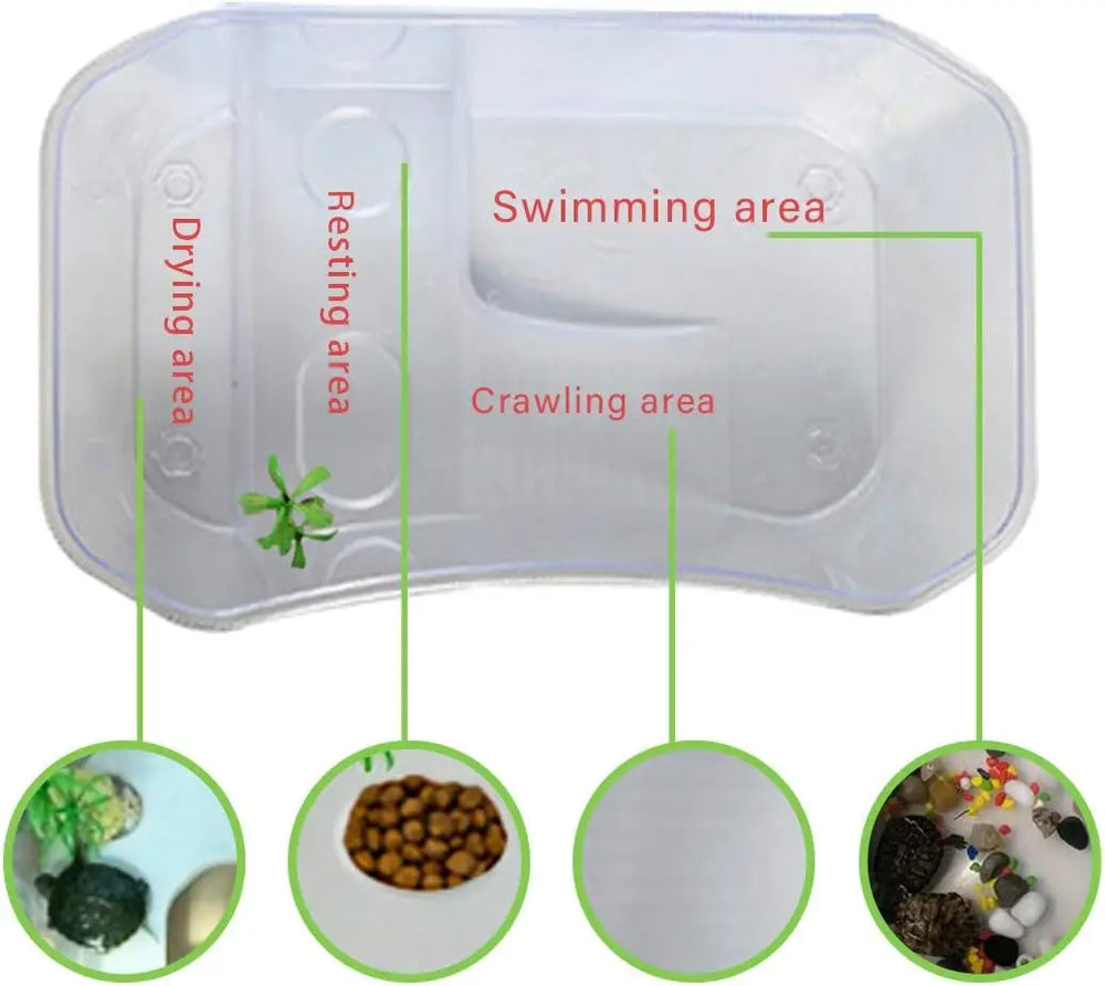 PINVNBY Durable Plastic Turtle Tank Reptile Habitat Aquarium with Basking Platform