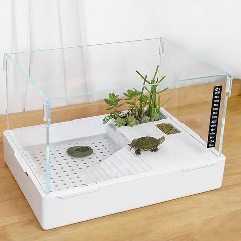 Durable Scratch-Resistant Acrylic Turtle Tank with Water Filter - Reptile Habitat