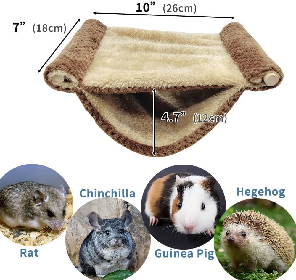 Plush Fleece Small Pet Hammock Hideaway Bed for Rats, Guinea Pigs, Hamsters, Chinchillas