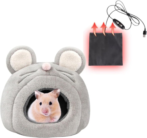 MANON ROSA Cozy Hamster Bed Cave Hideout, Adjustable Heating Pad for Small Pets