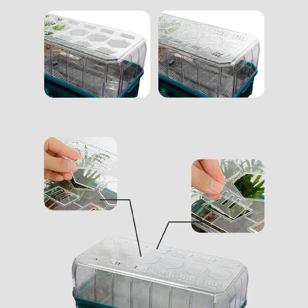 Deluxe Green Medium Turtle Habitat Tank: Anti-Escape Cover, Clear View Panel