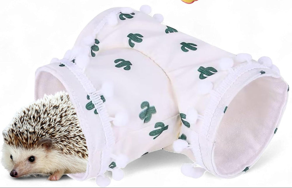 Interactive Hedgehog Hideout Tunnel with Bell Ball Toys for Small Pets