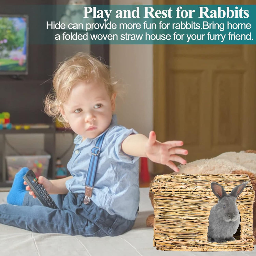 HERCOCCI Extra Large Foldable Grass House: Rabbit, Guinea Pig Chew Hideaway