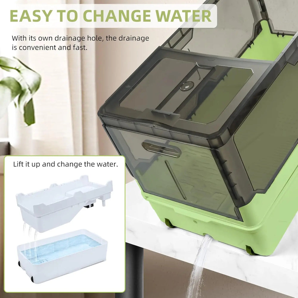 Deluxe Turtle Tank Kit: Filter, Pump, Heat Lamp, Wheels, Easy-Move Design