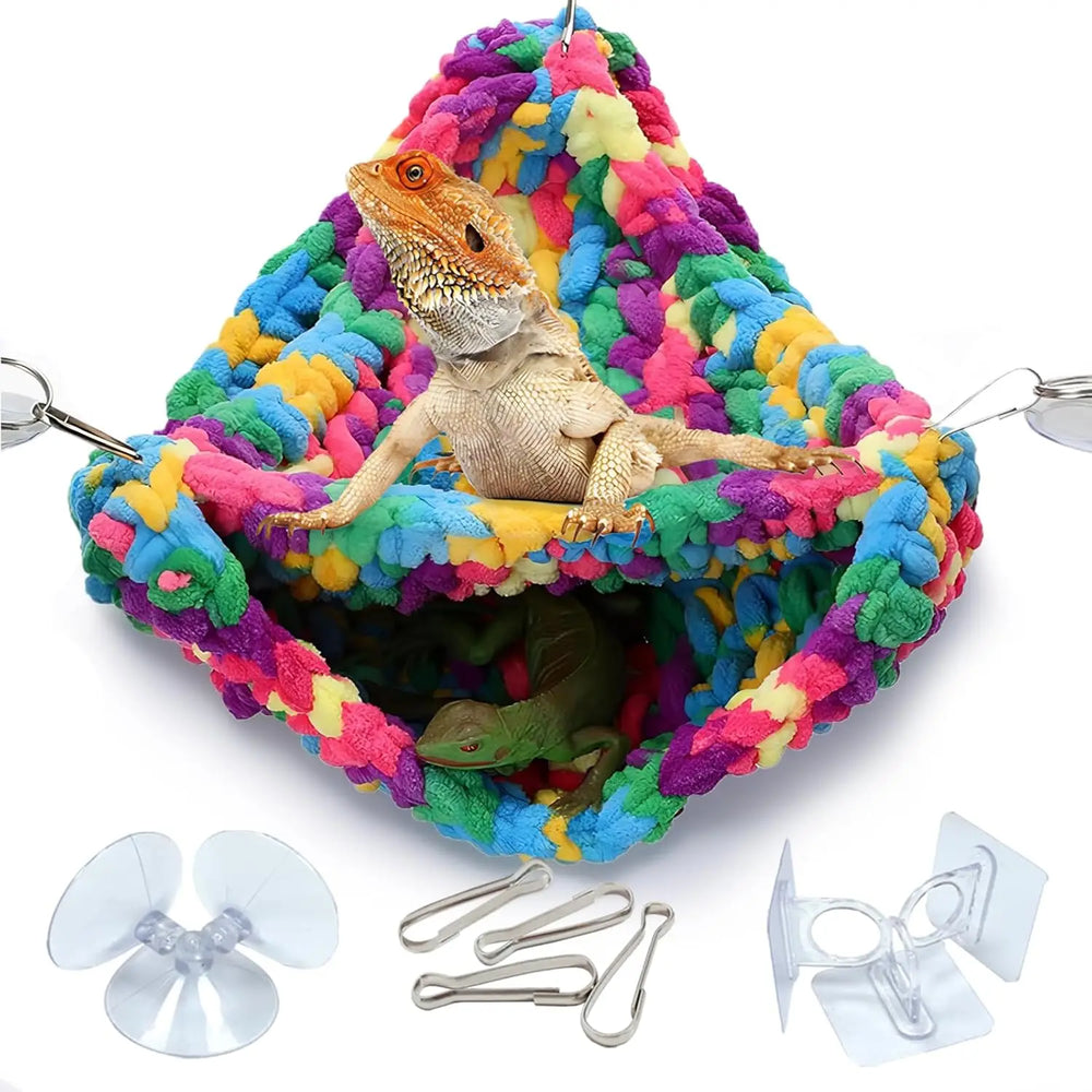 QWR Soft Double-Layer Reptile Hammock: Cozy Hideout & Play Swing for Lizards, Geckos