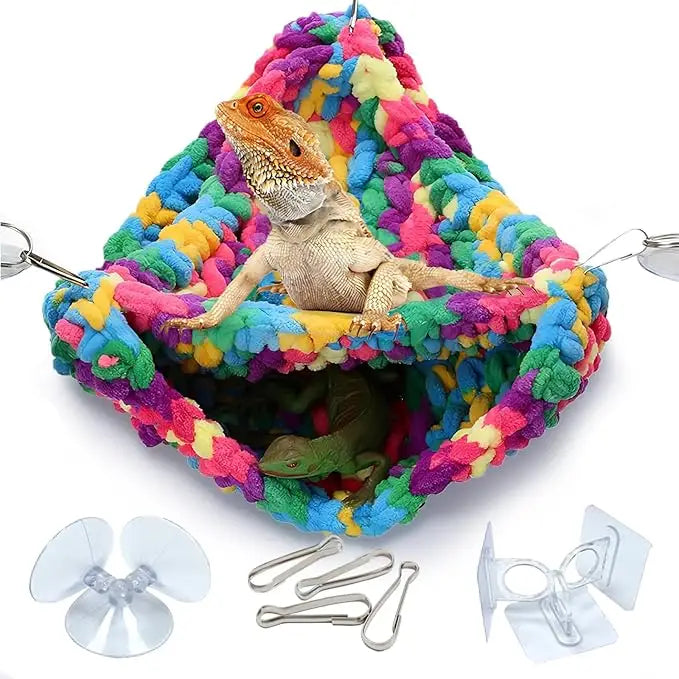 QWR Soft Double-Layer Reptile Hammock: Cozy Hideout & Play Swing for Lizards, Geckos