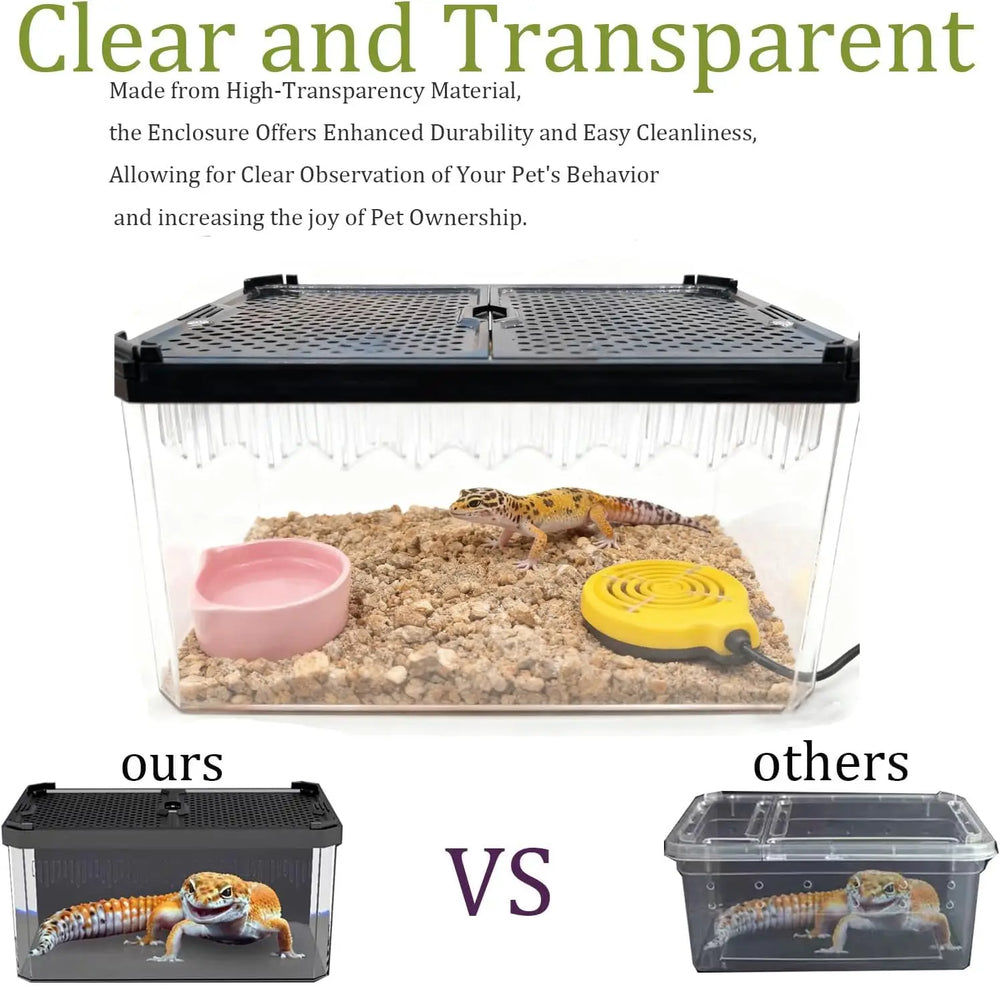 Crystal Clear Magnetic Reptile Terrarium for Spiders, Lizards, Tarantulas Habitat