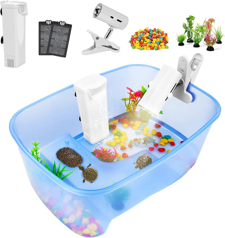 Rypet Baby Turtle Starter Kit: UV Lamp, Filter, Decor, Complete Habitat