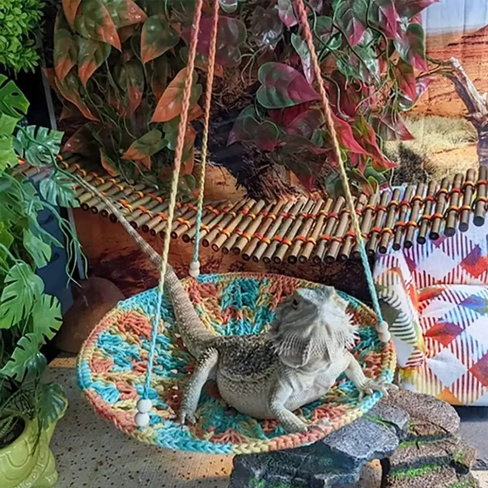Handwoven Reptile Hammock Bed for Bearded Dragons, Lizards, Geckos, Small Pets