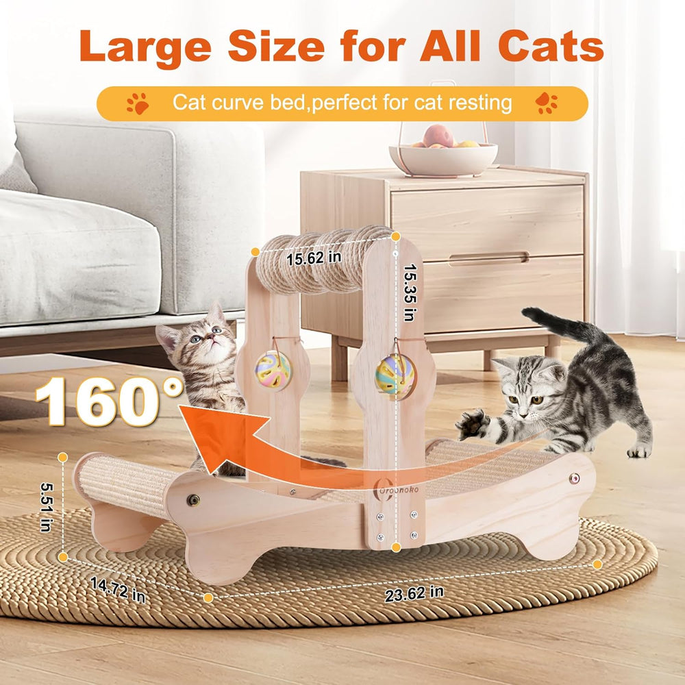 Oroonoko 4-in-1 Large Sisal Cat Scratcher Bed with Toys for Big Cats