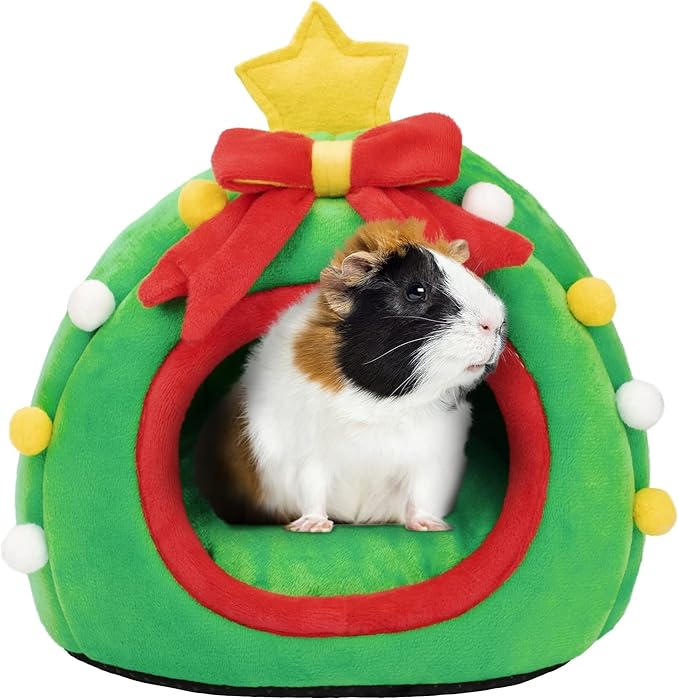 YUEPET Cozy Green Washable Small Animal Hideout Bed: Guinea Pig, Hamster, Hedgehog.