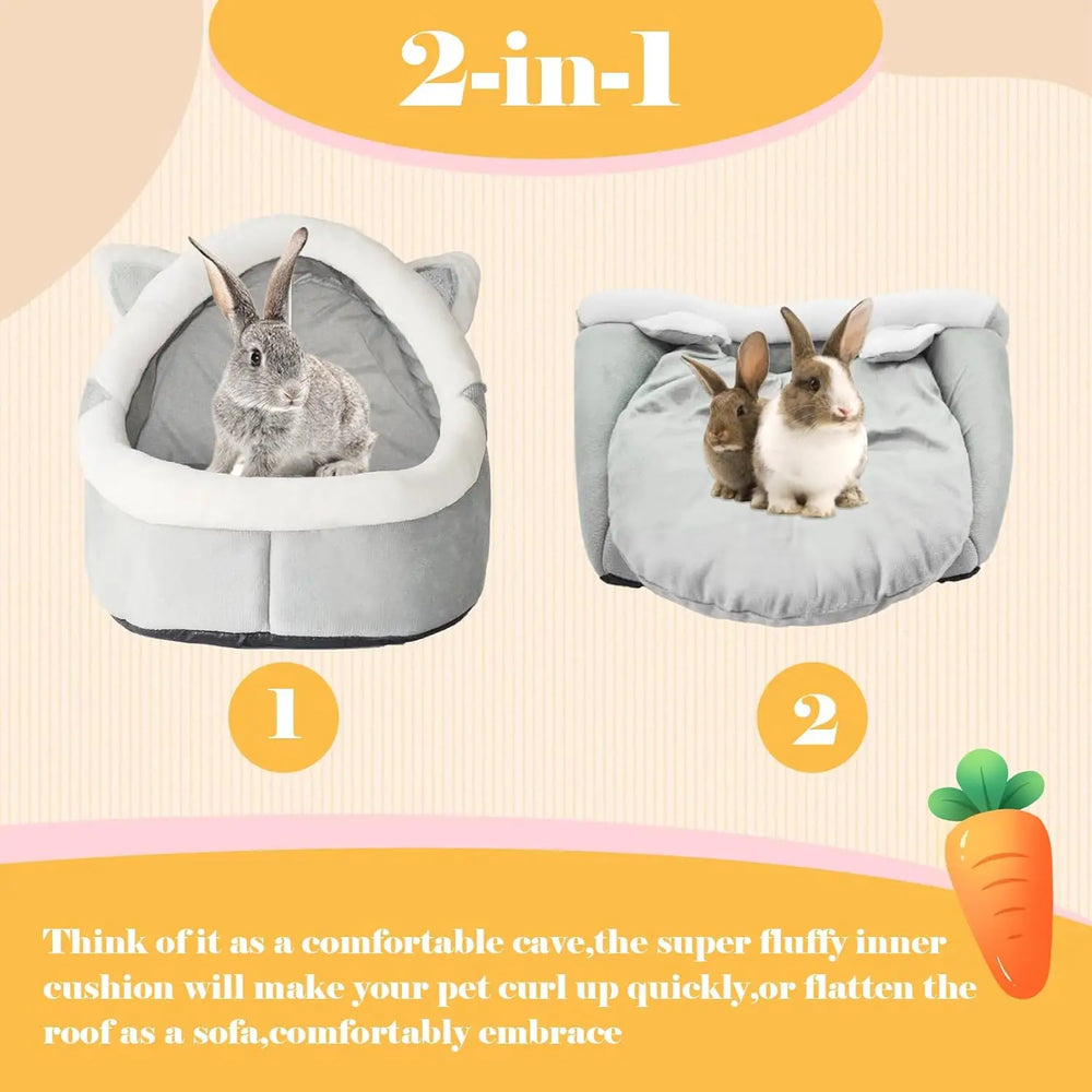 PINVNBY Cozy Warm Foldable Washable Small Animal Hideout Bed for Rabbits