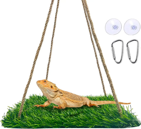 FlidRunest Large Green Soft Hammock for Bearded Dragons, Lizards & Reptiles