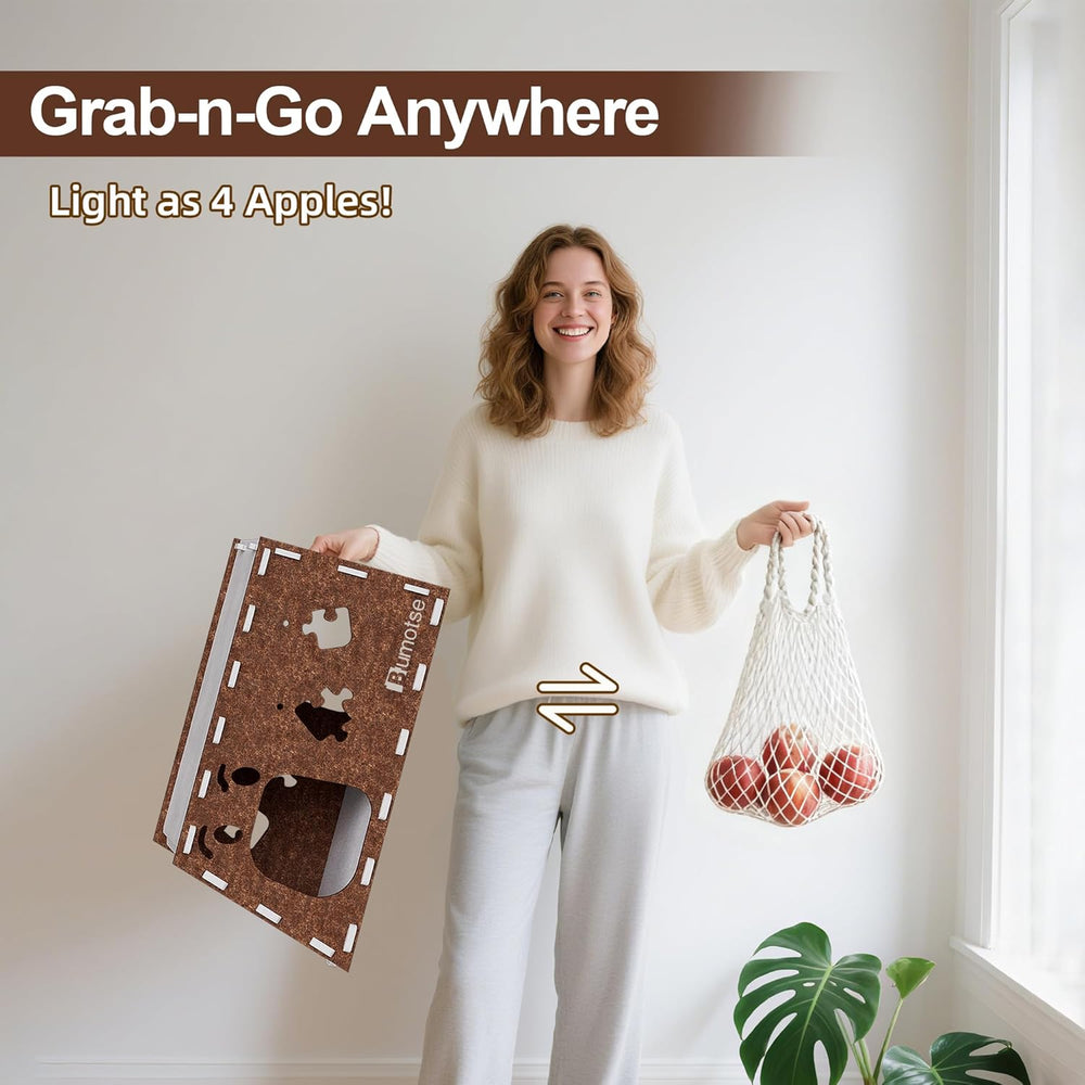 Quiet Felt Cat Bed Cave House for Indoor Cats, Tunnel Condo with Catnip Toy