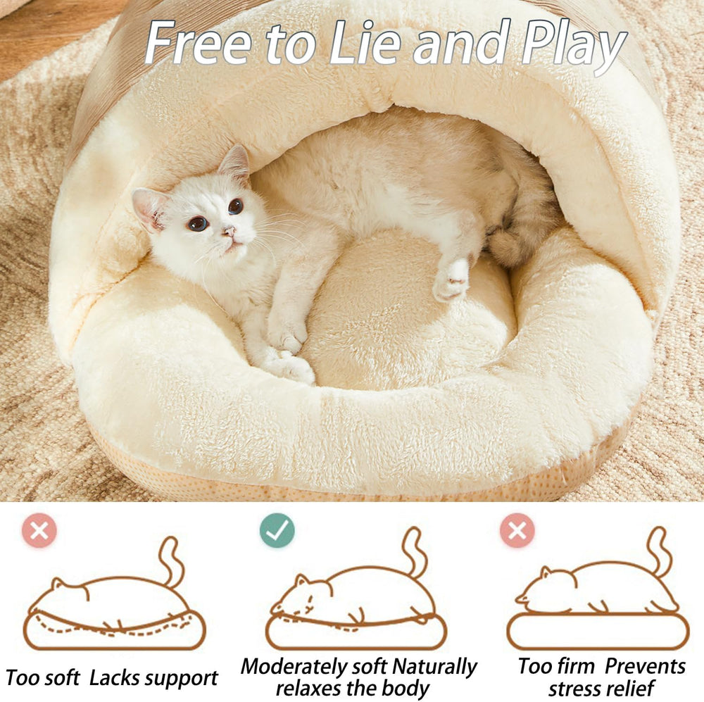 Romaneco Self-Warming Plush Slipper Cave Bed for Indoor Cats & Small Dogs