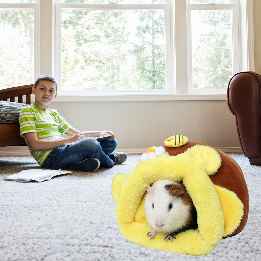 Cozy Yellow Bee Snuggle Sack Bed for Guinea Pigs, Hamsters, Chinchillas