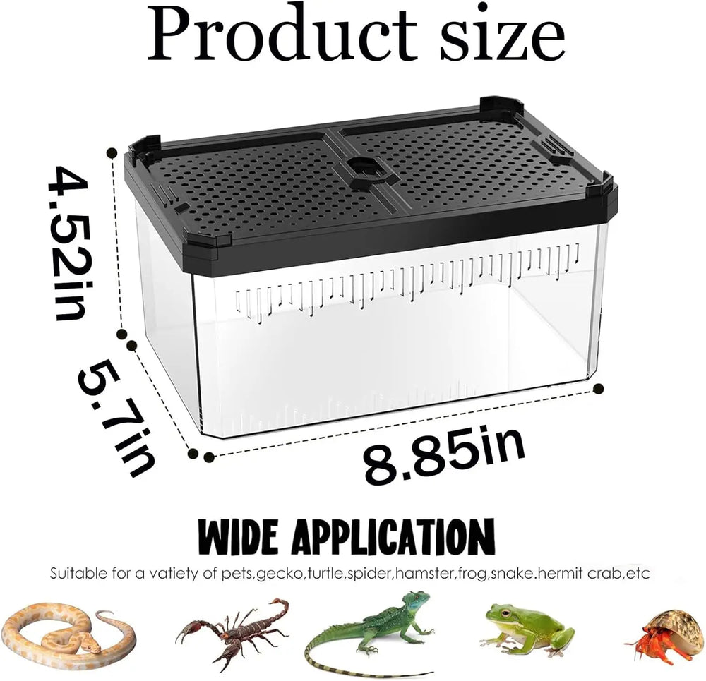 Crystal Clear Magnetic Reptile Terrarium for Spiders, Lizards, Tarantulas Habitat