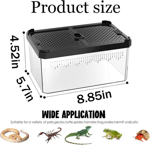 Crystal Clear Magnetic Reptile Terrarium for Spiders, Lizards, Tarantulas Habitat