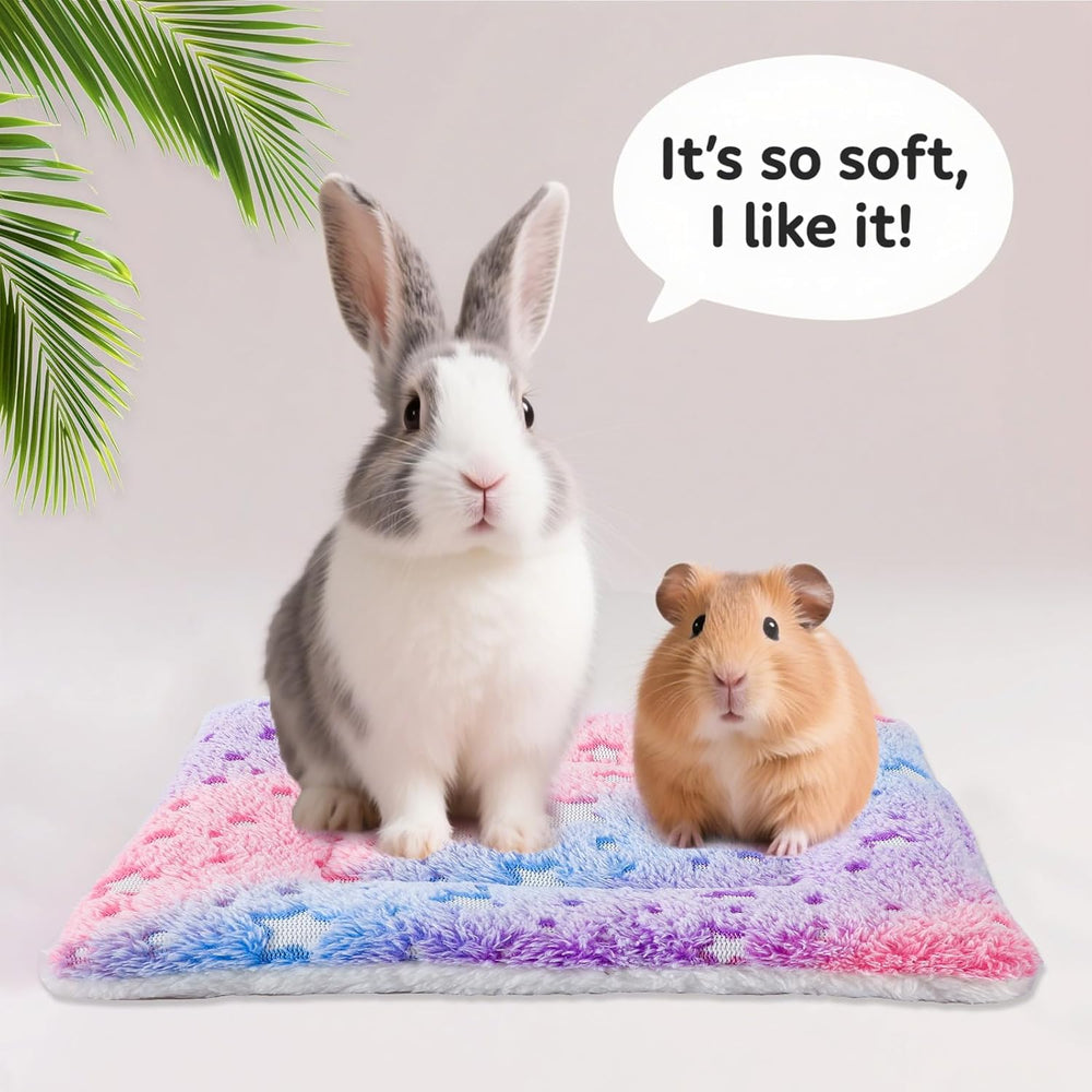 Cozy Rainbow Fleece Pads: 5-Pack for Guinea Pigs, Rabbits, Hamsters