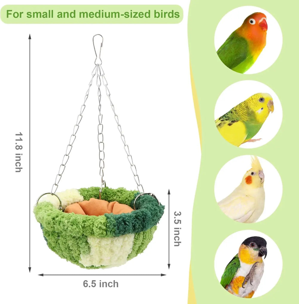 Wontee Soft Flannel Bird Nest Bed: Hanging Hammock for Small Parrots
