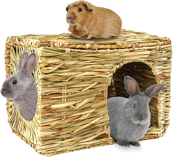 HERCOCCI Extra Large Foldable Grass House: Rabbit, Guinea Pig Chew Hideaway