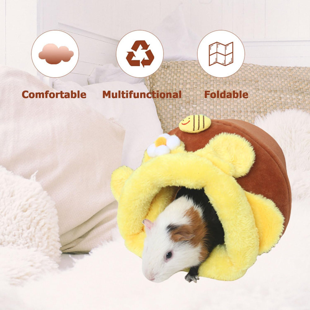 Cozy Yellow Bee Snuggle Sack Bed for Guinea Pigs, Hamsters, Chinchillas