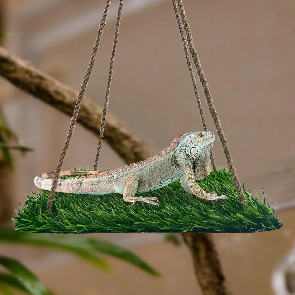 FlidRunest Large Green Soft Hammock for Bearded Dragons, Lizards & Reptiles