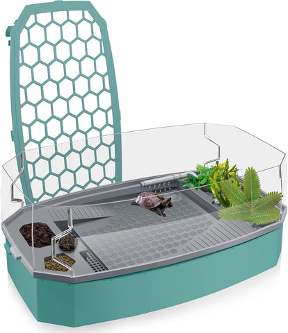 Green Turtle Tank Habitat with Anti-Escape Fence, Pump & Filter System