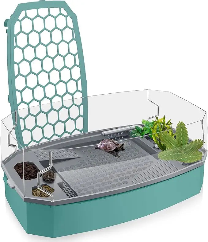 Green Turtle Tank Habitat with Anti-Escape Fence, Pump & Filter System