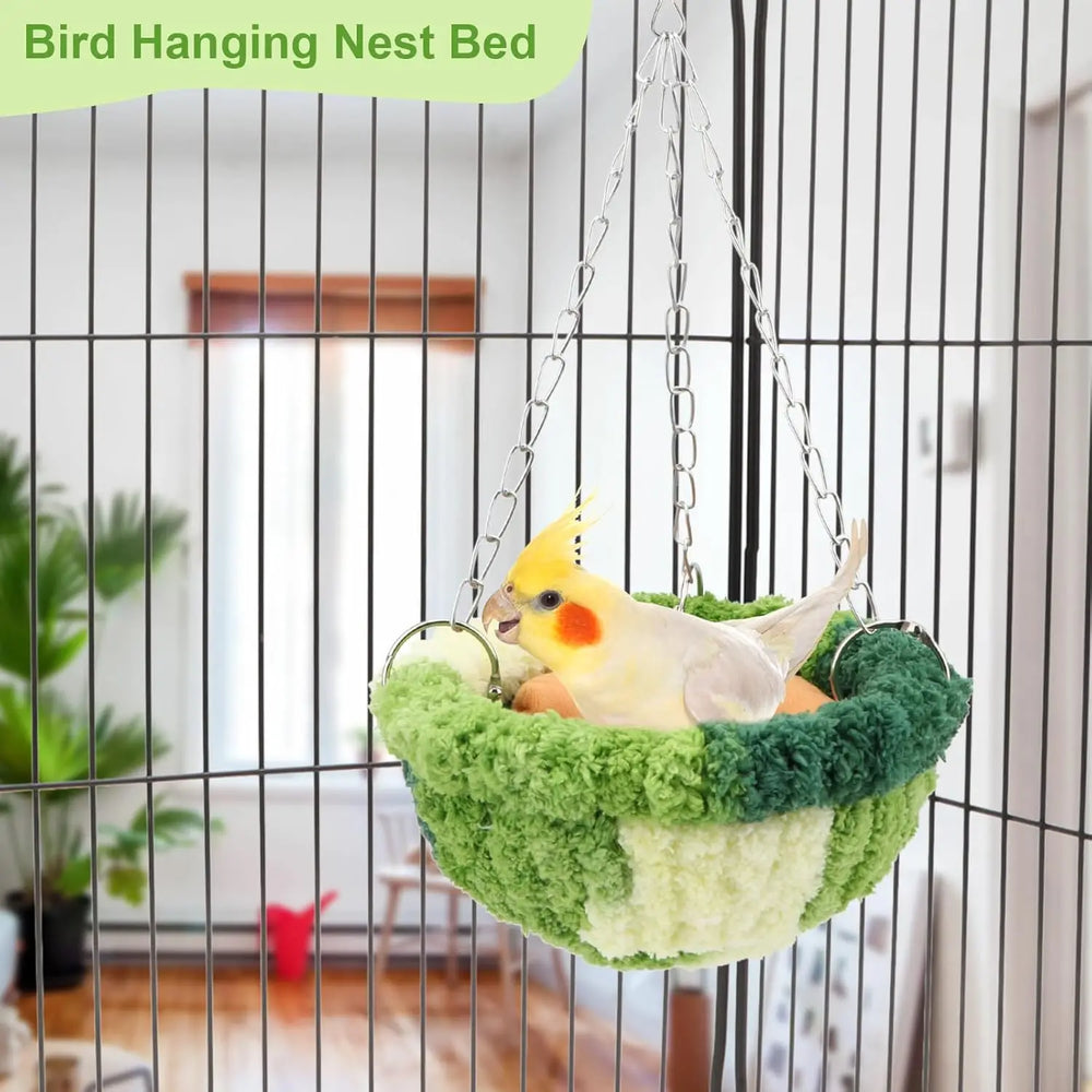 Wontee Soft Flannel Bird Nest Bed: Hanging Hammock for Small Parrots