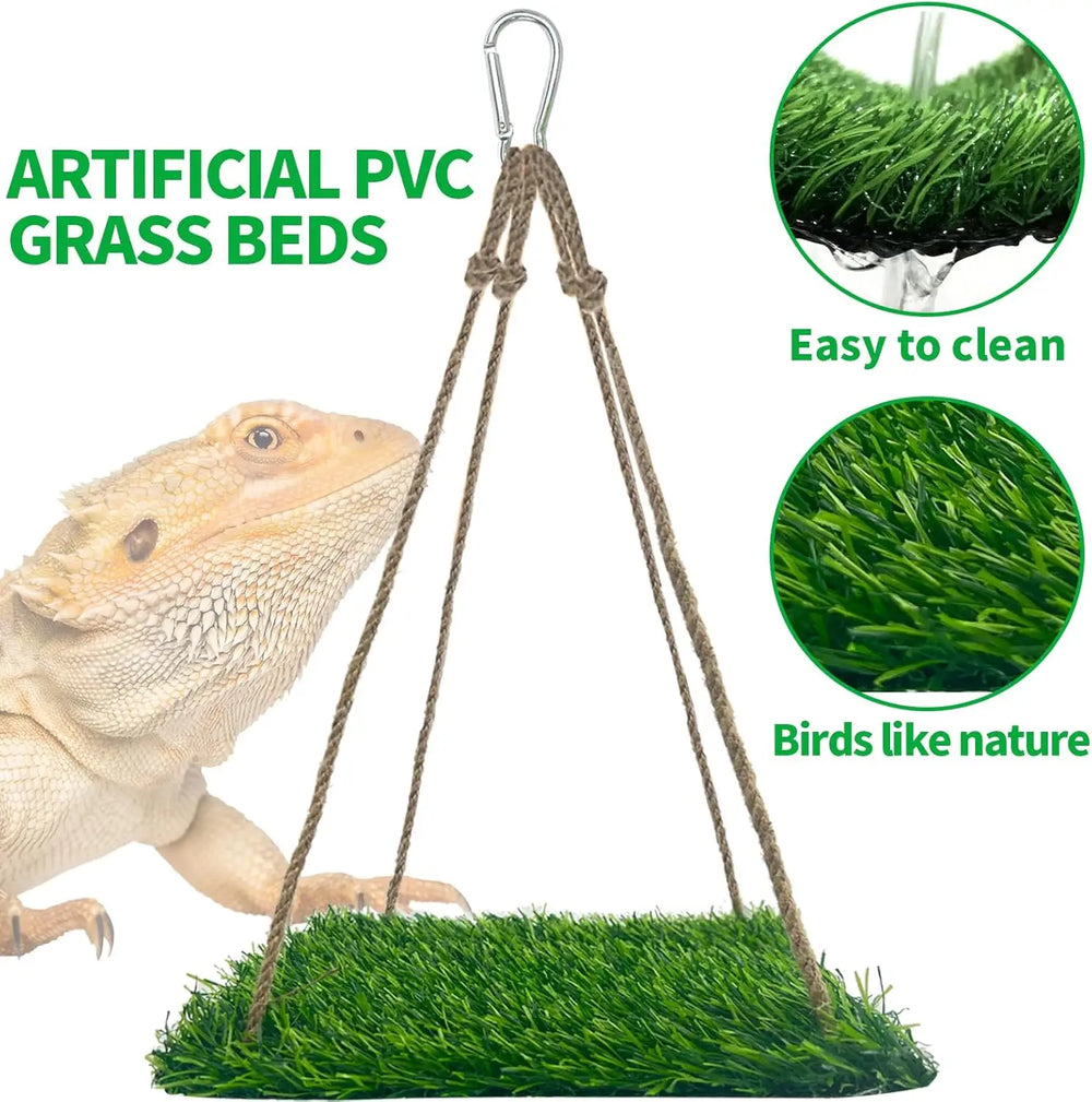 FlidRunest Large Green Soft Hammock for Bearded Dragons, Lizards & Reptiles