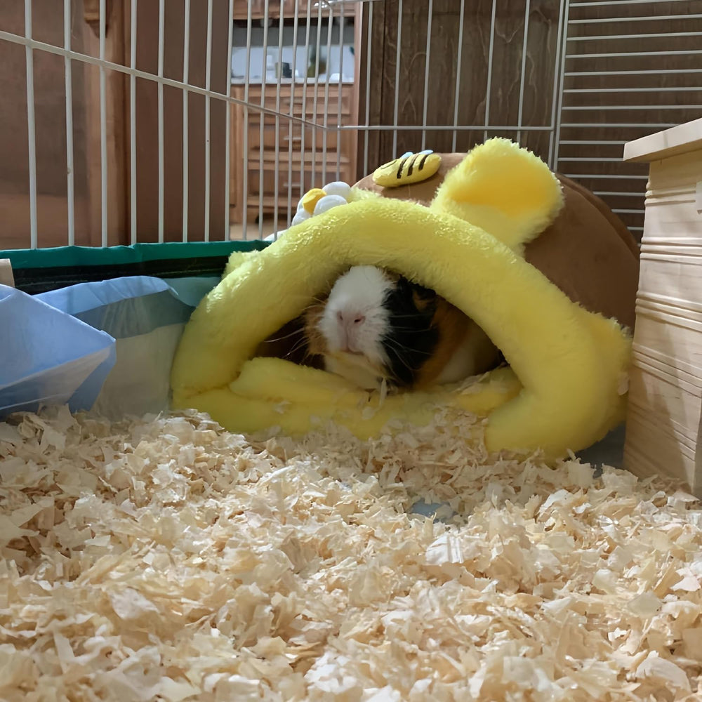 Cozy Yellow Bee Snuggle Sack Bed for Guinea Pigs, Hamsters, Chinchillas
