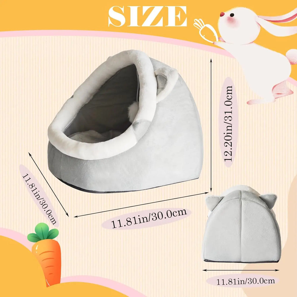 PINVNBY Cozy Warm Foldable Washable Small Animal Hideout Bed for Rabbits