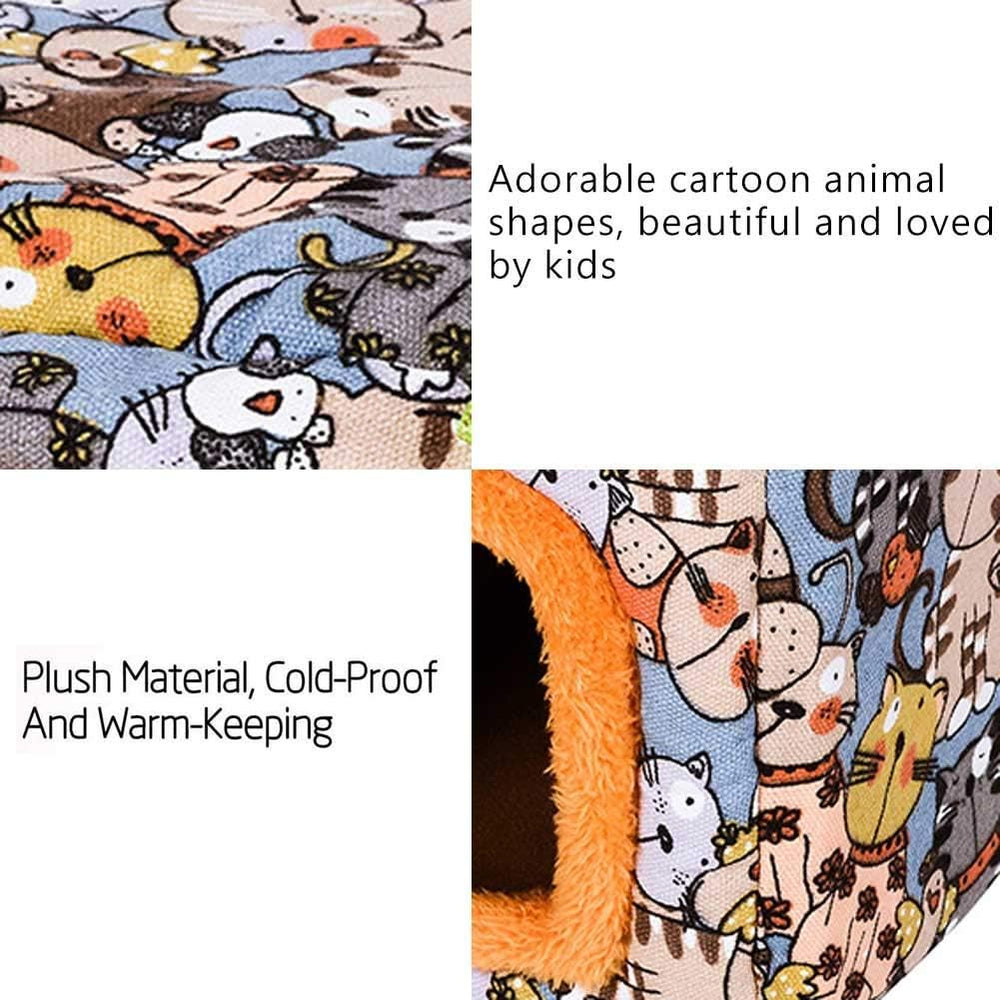 KAMEIOU Warm Cartoon Small Animal Hideout Bed for Hamsters, Hedgehogs, Chinchillas