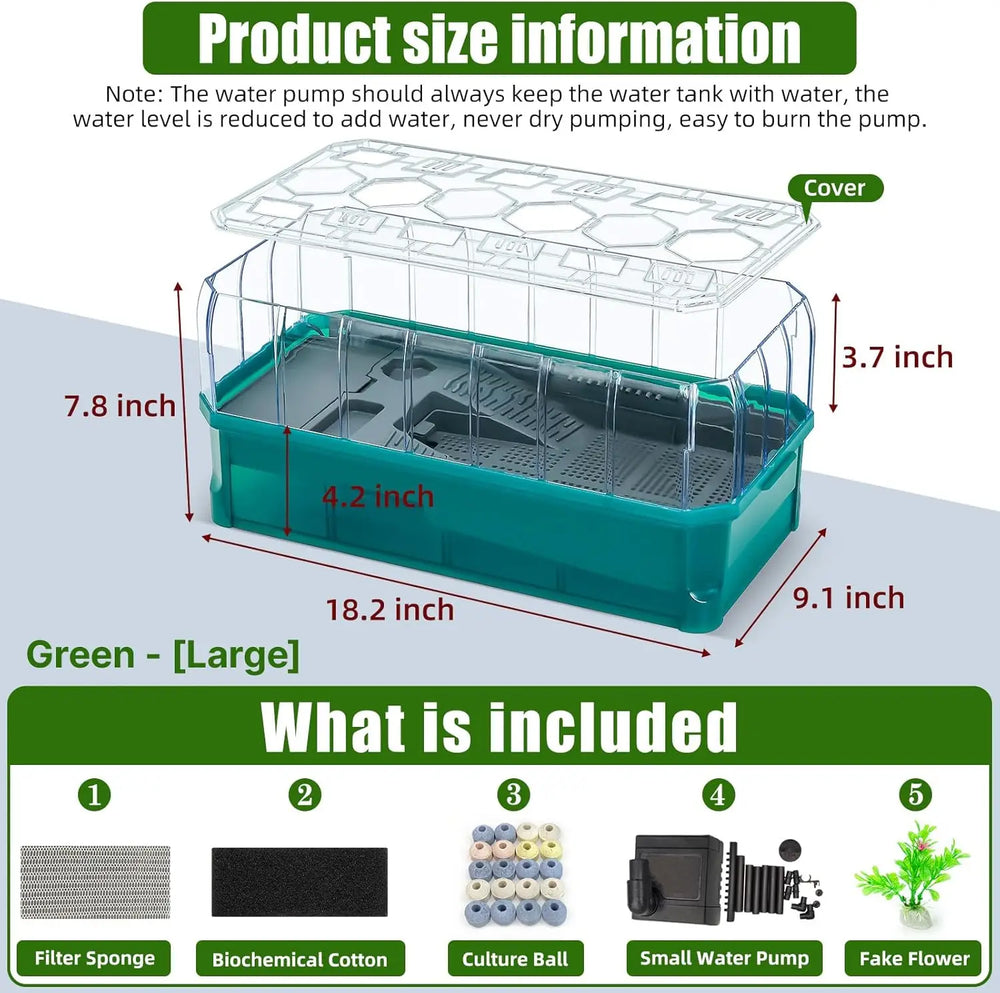 BINANO Spacious Turtle Tank Kit, Rain Shower Filter & Easy Drain