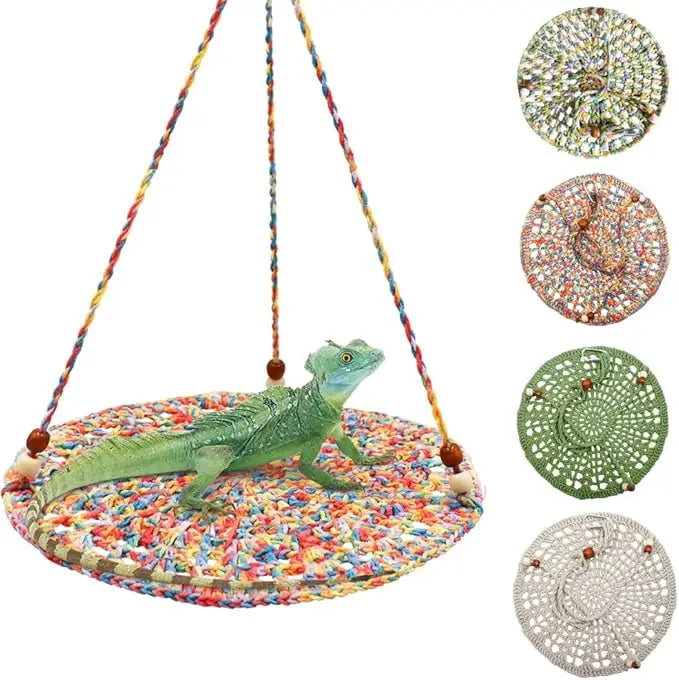 Handwoven Reptile Hammock Bed for Bearded Dragons, Lizards, Geckos, Small Pets