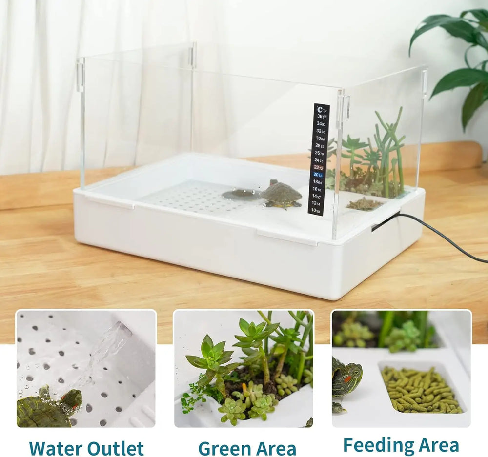 Durable Scratch-Resistant Acrylic Turtle Tank with Water Filter - Reptile Habitat