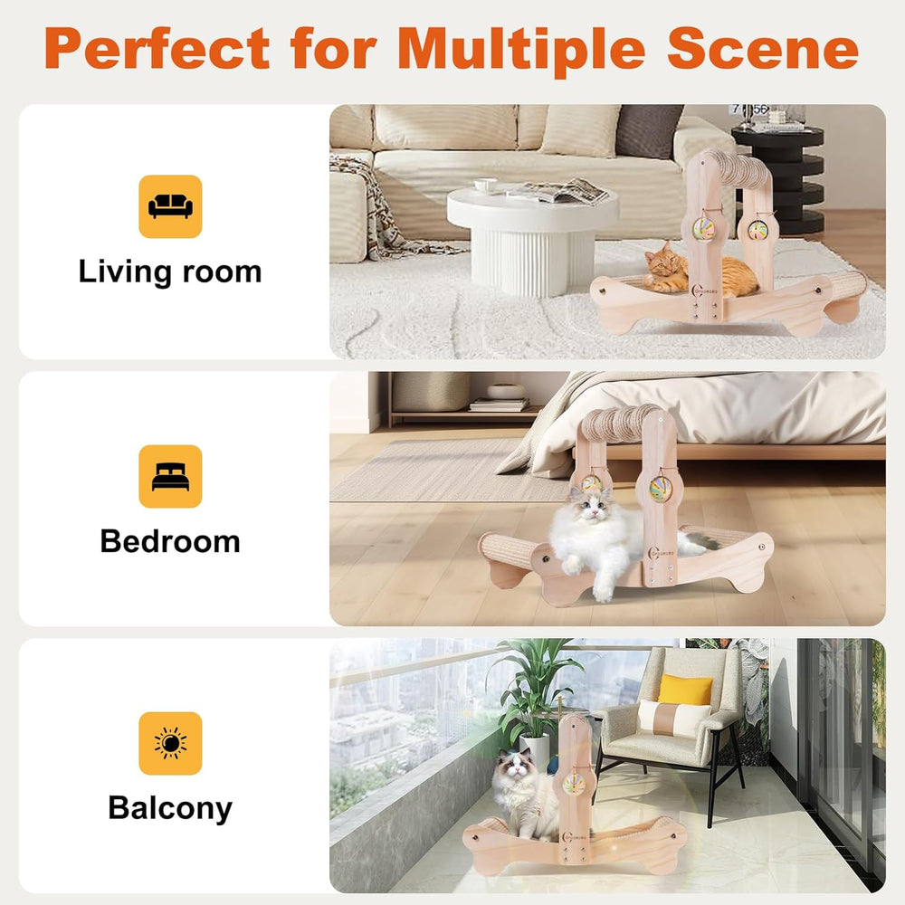 Oroonoko 4-in-1 Large Sisal Cat Scratcher Bed with Toys for Big Cats