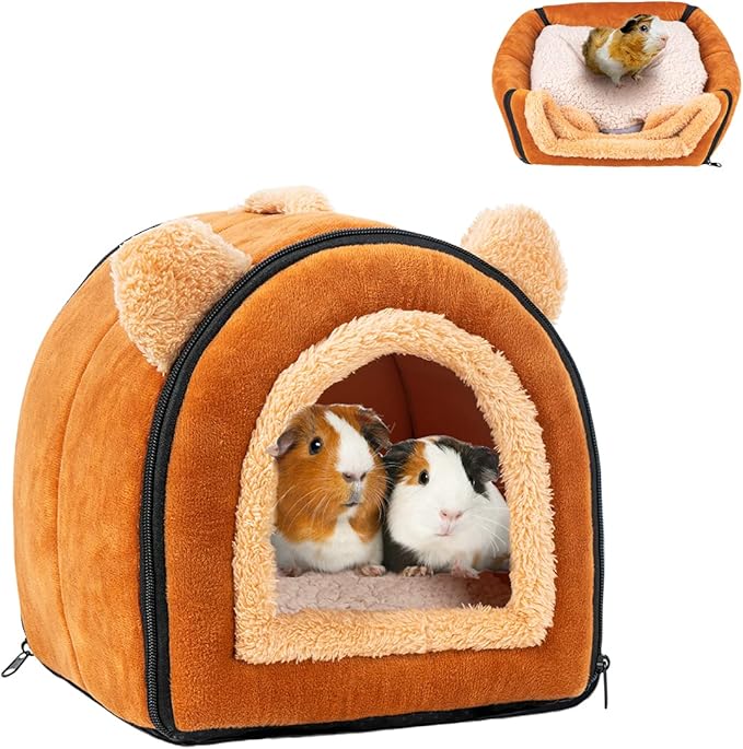 Pet Soft Cozy Small Animal Hideout Cave Bed for Guinea Pigs, Rabbits, Hamsters