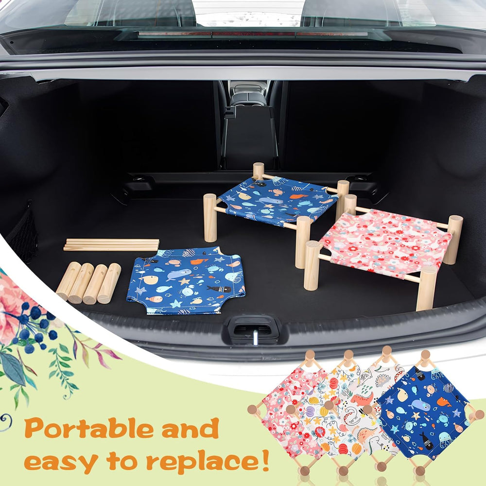 4-Pack Wooden Small Animal Hideout Beds: Washable, Portable Camp for Guinea Pigs