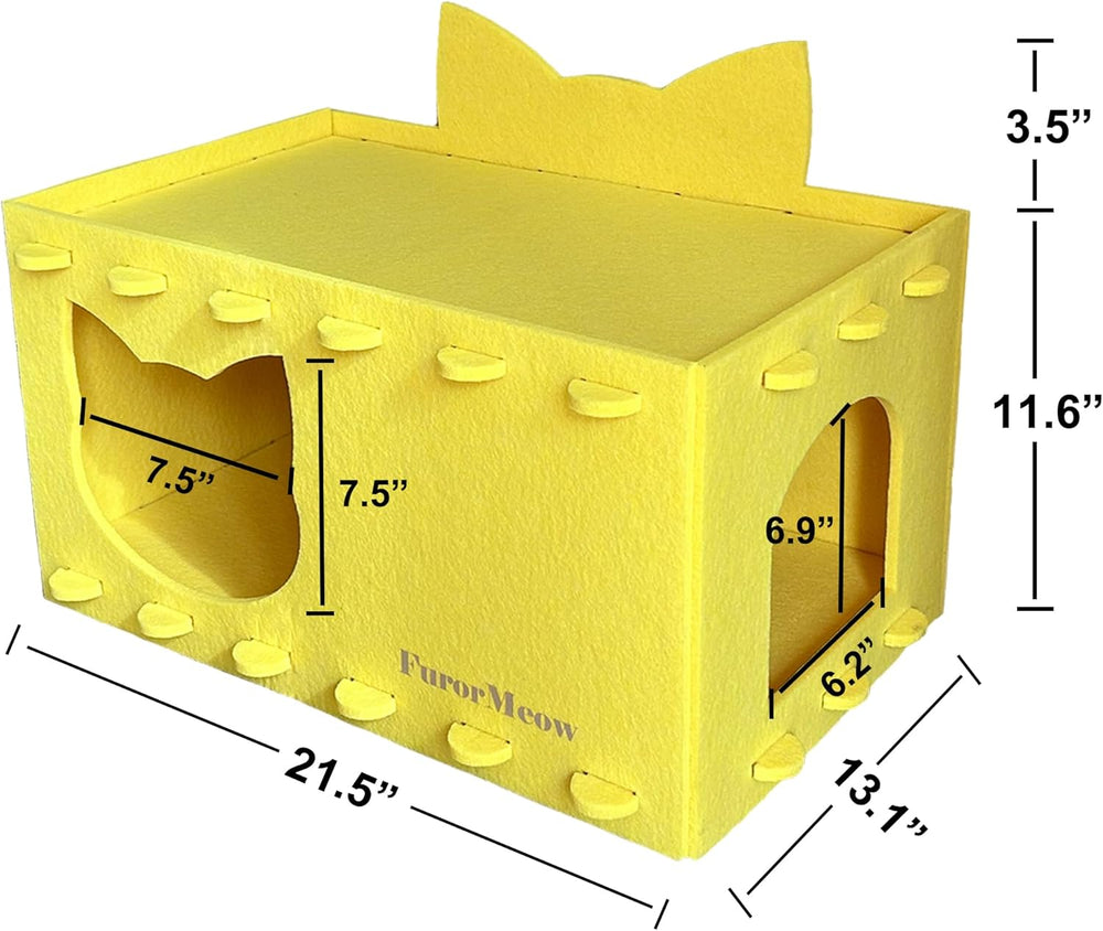 Durable Felt Cat Ear House: Large Cozy Indoor Bed Cave, Scratch-Resistant Hideaway